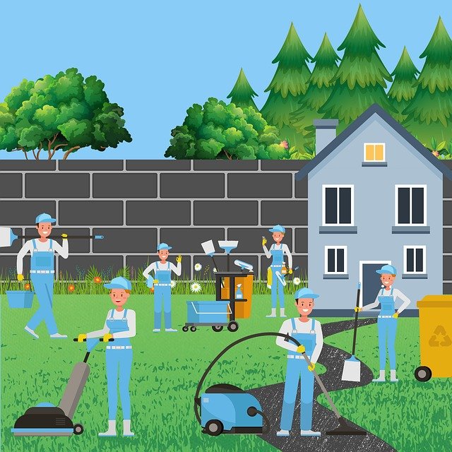 Free stock illustration of cleaning team for before and after gallery section